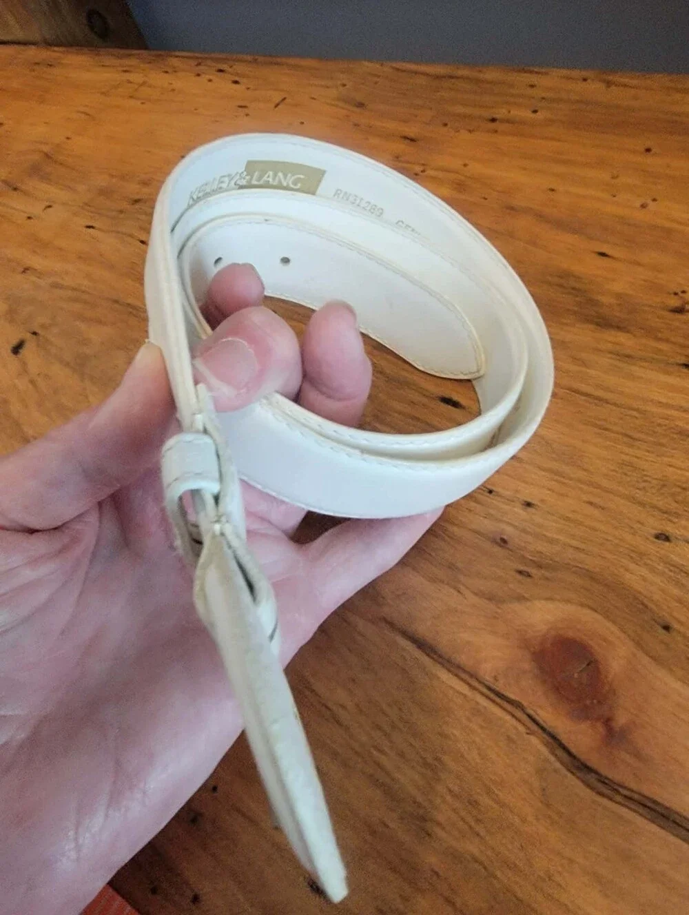 Kelly & Lang White Leather Belt Sz M